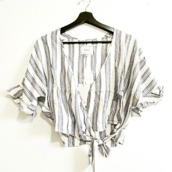 NWT Rails Athena Striped Wrap Top blue/white Size M - Picture 3 of 13